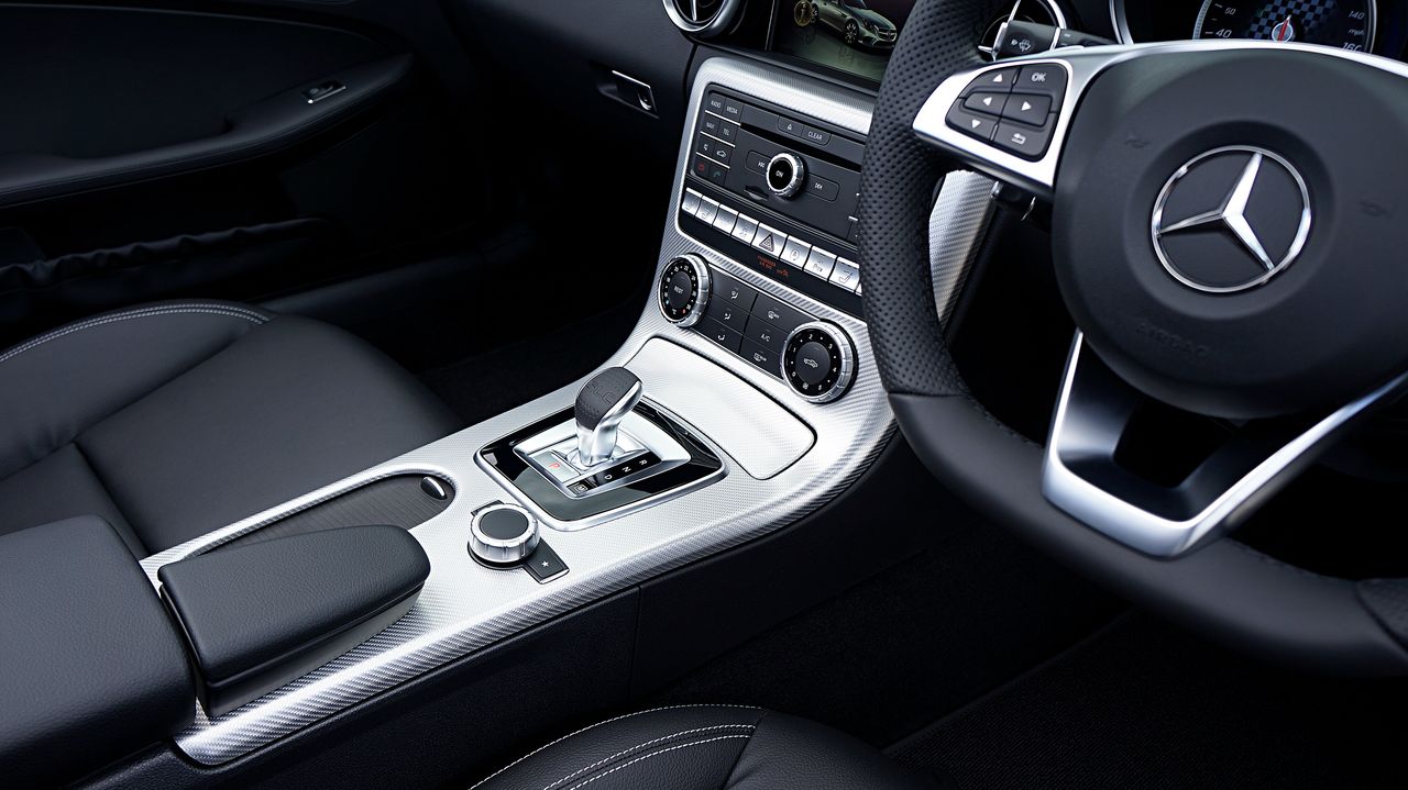 High-quality photo of a sophisticated Mercedes Benz interior showcasing premium design and details.